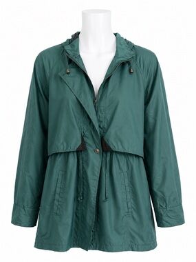 Size M Cabin Creek Women’s Vintage Teal Hooded Rain Jacket Windbreaker Coat